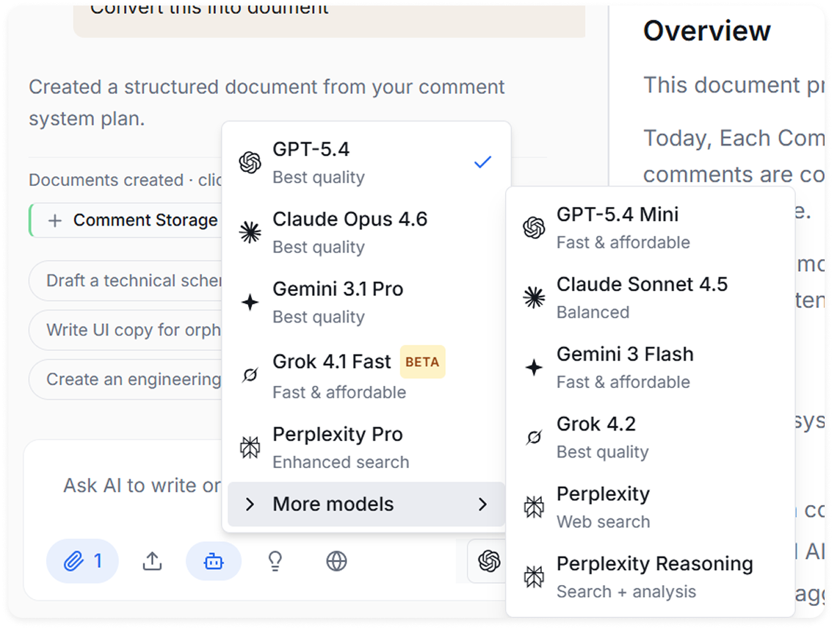 Access to top AI models without tool switching