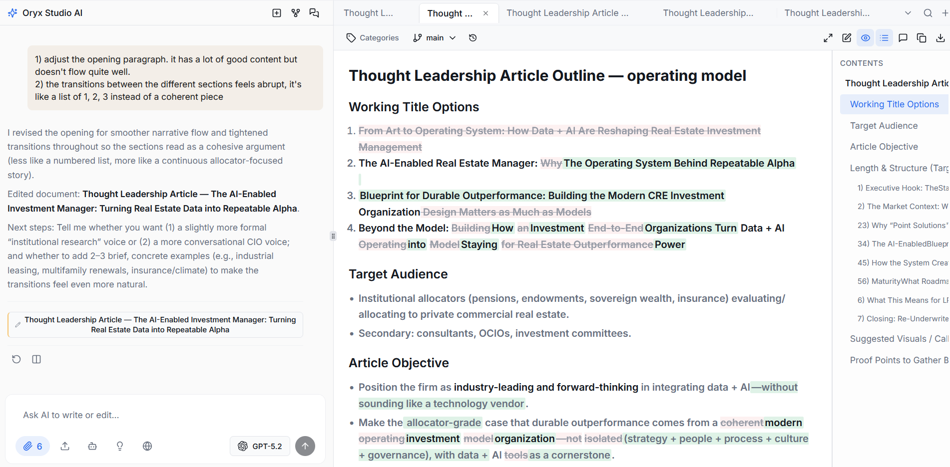 Oryx Studio - edit and version your AI-generated documents